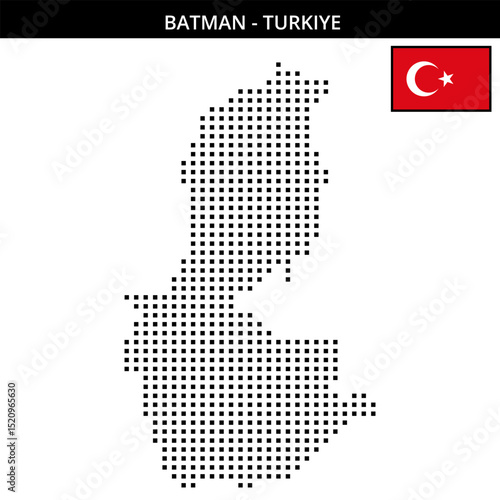 Medium square dotted map of batman in Turkiye