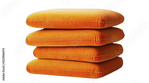 Stacked orange pillows, corduroy texture, on a transparent background, PNG image, PNG file.