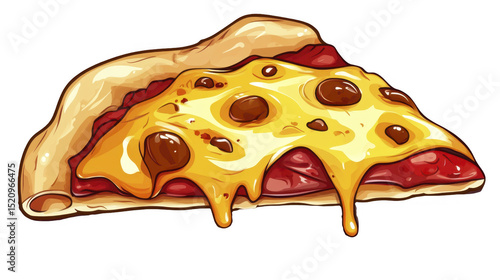 Delicious pizza slice with melting cheese and pepperoni on a transparent background, PNG image, PNG file.