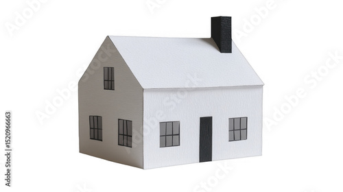 White Miniature House with Chimney on a transparent background, PNG image, PNG file.