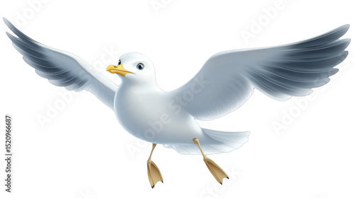 Seagull flying with outstretched wings on a transparent background, PNG image, PNG file.