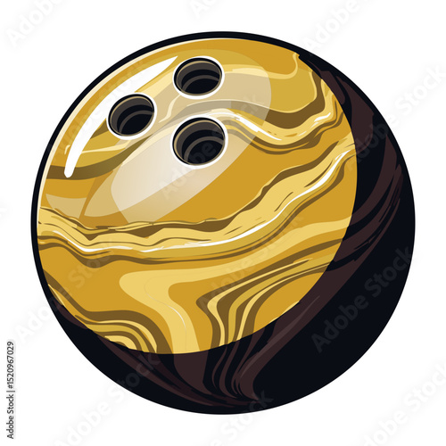 Golden Yellow Swirl Bowling Ball Abstract
