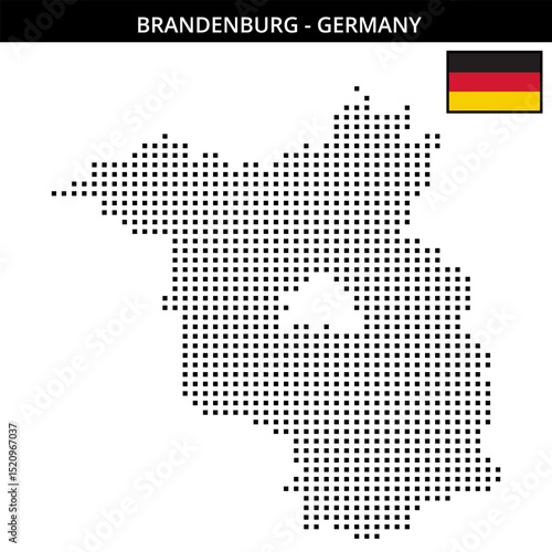 Medium square dotted map of brandenburg in Germany