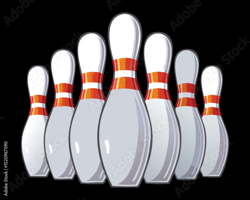 Full Row of Bowling Pins Waiting Game