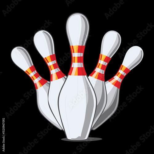 Five Bowling Pins Arranged for Spare