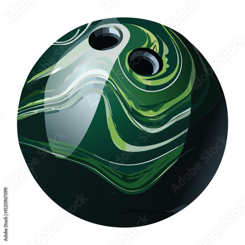 Vibrant Green Swirl Bowling Ball Detail