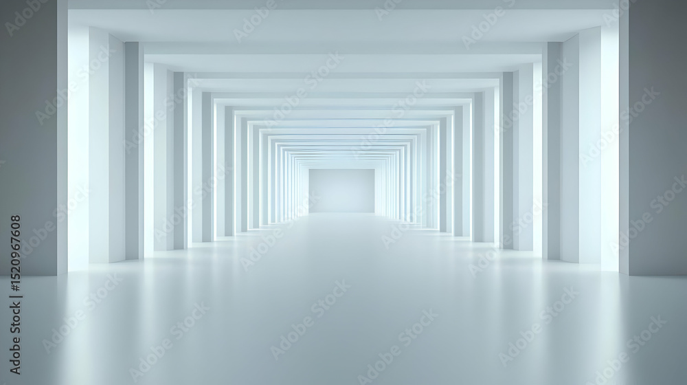 Empty White Corridor With Columns Empty White Corridor With Columns