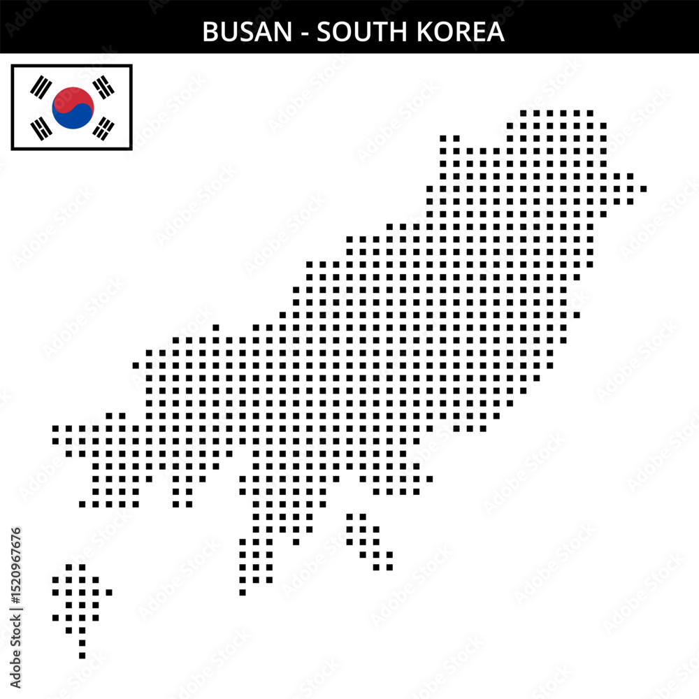 Obraz premium Medium square dotted map of busan in South Korea