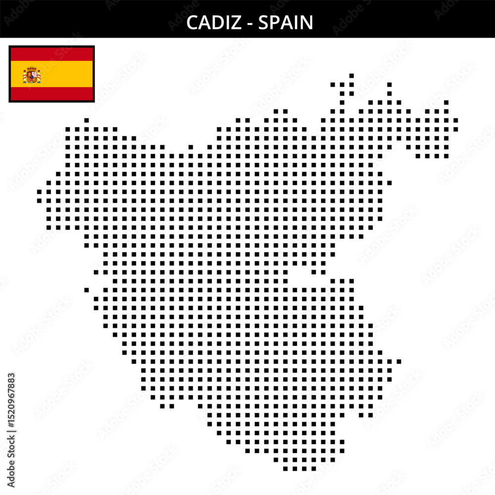 Fototapeta premium Medium square dotted map of cadiz in Spain