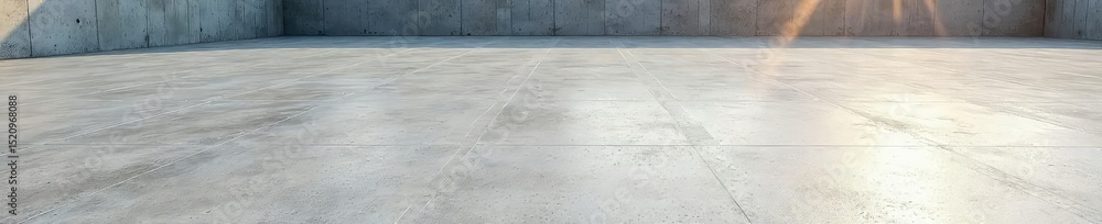 Fototapeta premium A freshly poured concrete slab, smooth and grey, reflecting the sunlight Ready for construction or artistic expression Shows the texture and color beautifully , light, foundation