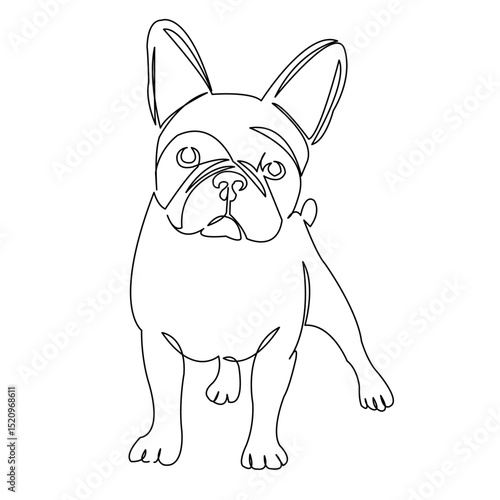 One continuous single drawing line art flat doodle dog, pet, animal, breed, cute, canine, puppy, pedigreed, friend. Isolated image hand draw contour on a white background

