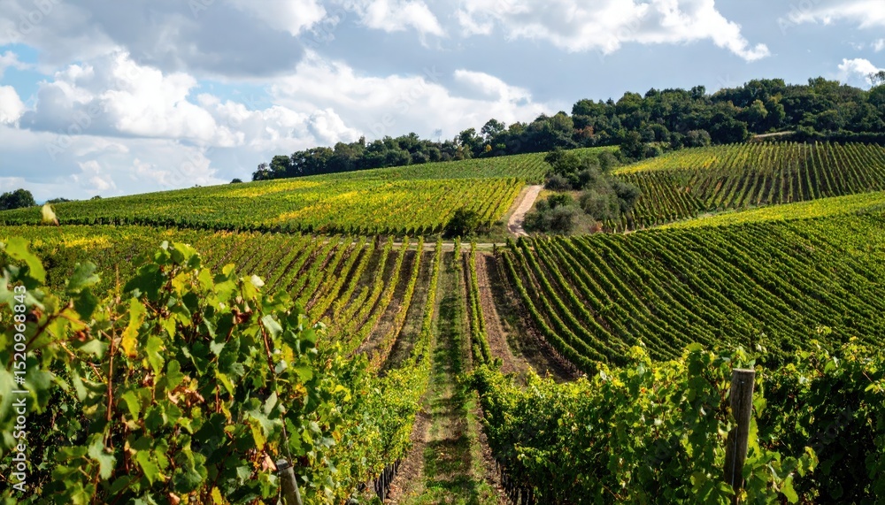 Fototapeta premium Landscape with vineyard and hills