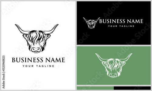 Highland Cow Logo Design Variations.