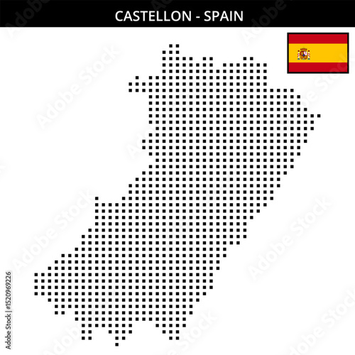 Medium square dotted map of castellon in Spain