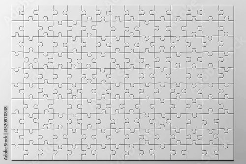 white blank Jigsaw puzzle background with all pieces fit together	
