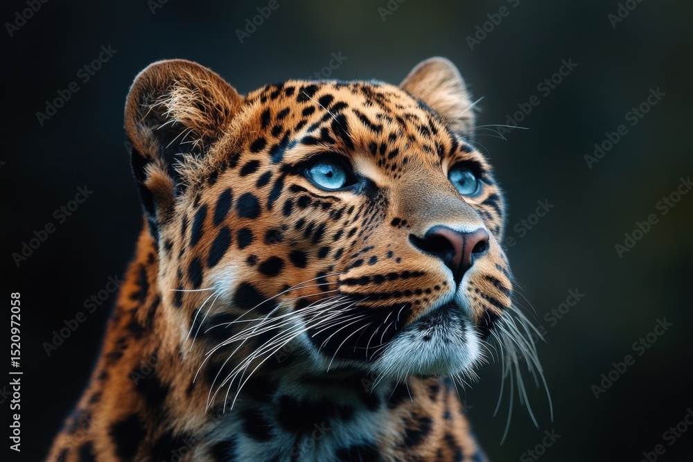 Fototapeta premium Majestic leopard observing in the wild close-up photography natural habitat intimate perspective
