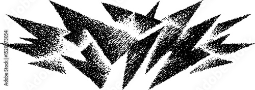 Engraved abstract design featuring jagged and broken line patterns for artistic concepts