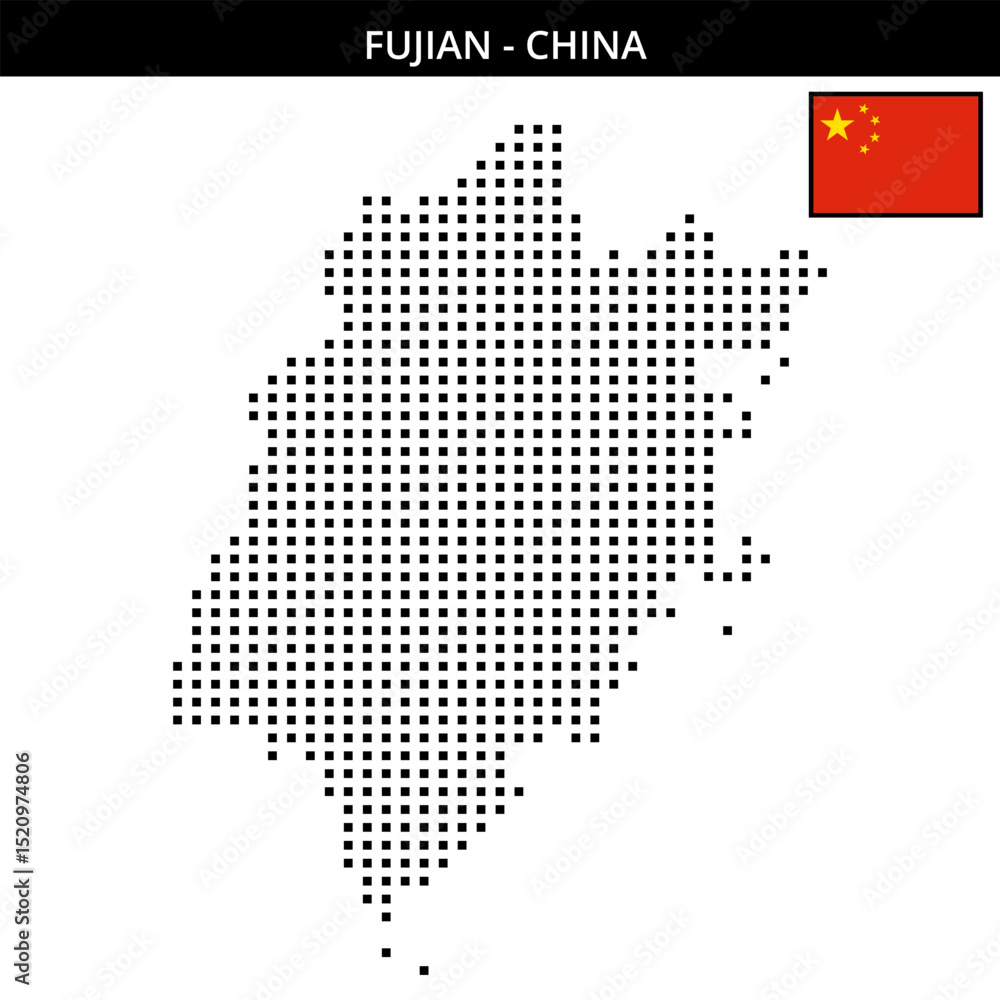 Fototapeta premium Medium square dotted map of fujian in China
