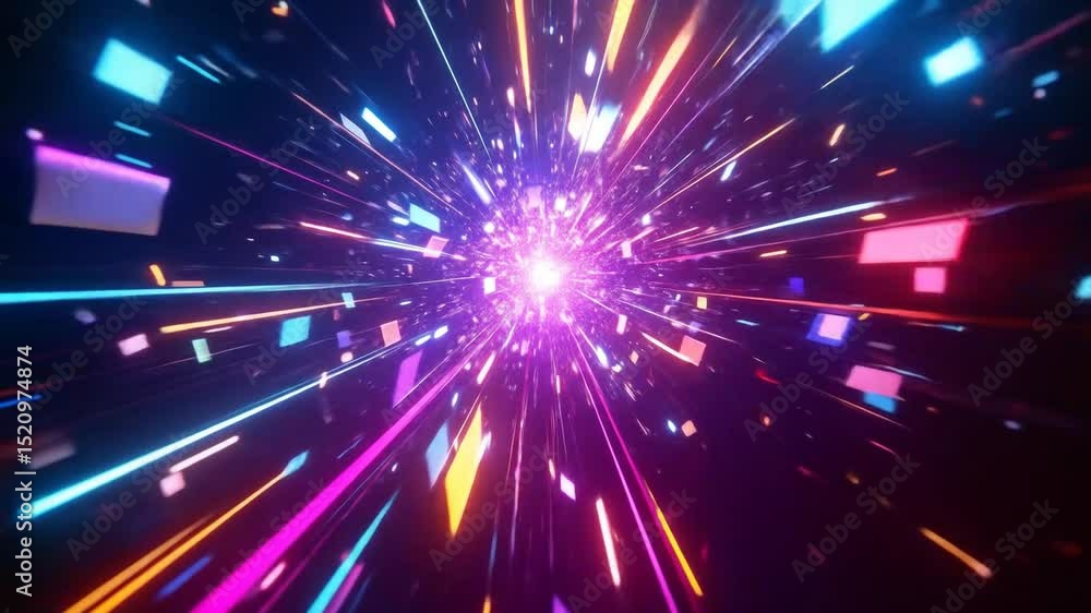 Abstract Neon Tunnel With Colorful Lines Abstract Neon Tunnel With Colorful Lines