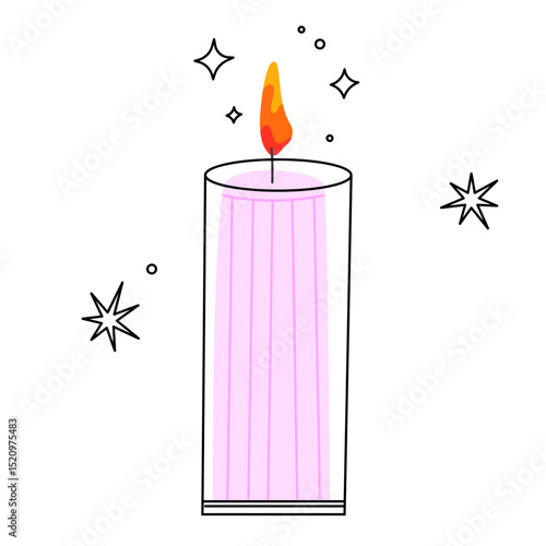 Aromatic lighted candle in a glass Cup. Aromatherapy candle on white background. Item for fragrance and Spa treatment. Candle In Glass