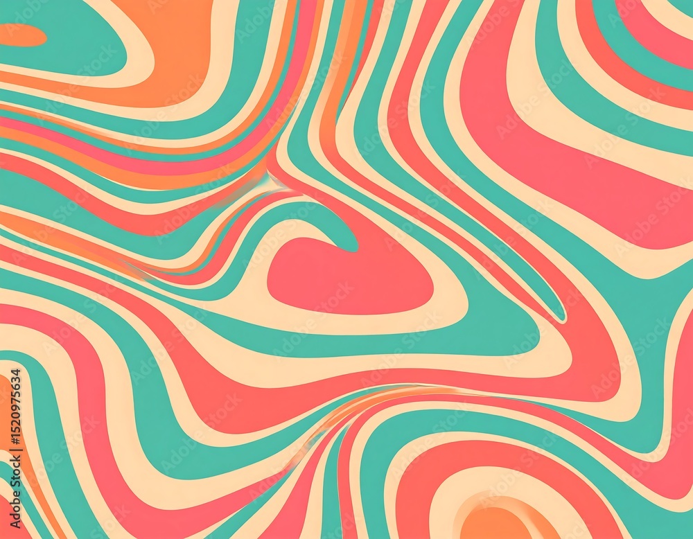 Retro groovy colorful wavy pattern background. 60s, 70s, colourful, colours, cover, funky, graphic, liquid, playful, poster, print, swirl, textile, trendy, wave, wavy, curvy, geometric, Generative AI. Retro groovy colorful wavy pattern background. 60s, 70s, colourful, colours, cover, funky, graphic, liquid, playful, poster, print, swirl, textile, trendy, wave, wavy, curvy, geometric, Generative AI.