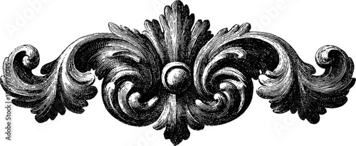 Ornate floral medallion engraving design for decorative art and craft projects