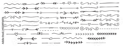 divider marker sketch doodle vector lines set element