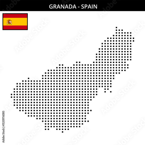 Medium square dotted map of granada in Spain