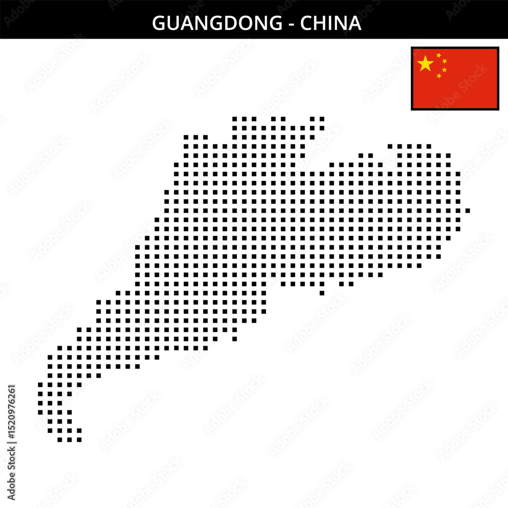 Fototapeta premium Medium square dotted map of guangdong in China