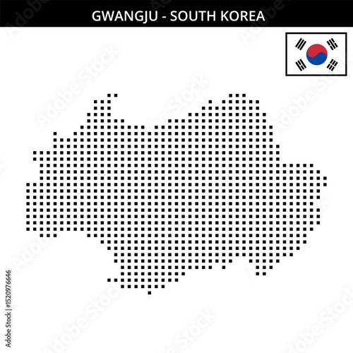 Medium square dotted map of gwangju in South Korea