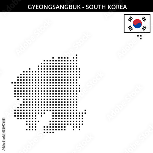 Medium square dotted map of gyeongsangbuk in South Korea