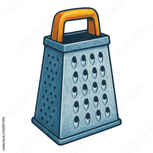 Cheese Grater Vector – Box Grater with Wooden Handle, Isolated