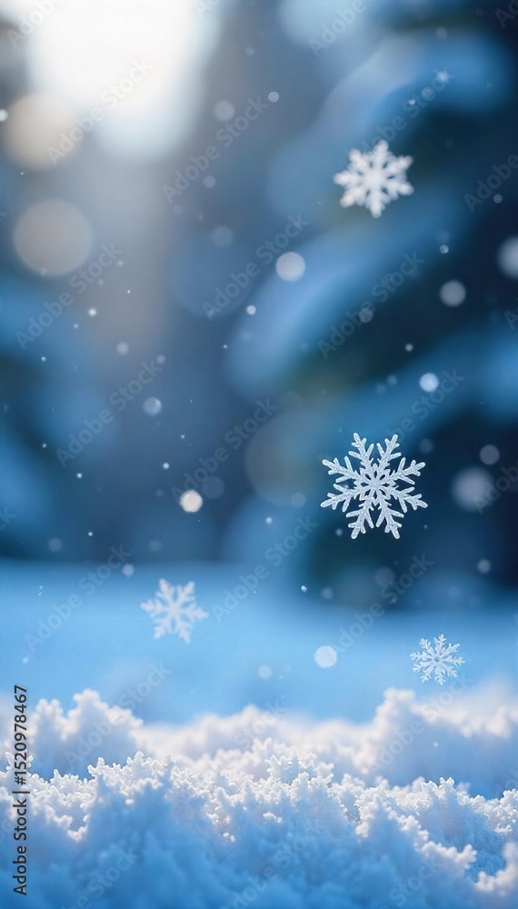 Close-up shot of delicate snowflakes falling against a blurred winter background Perfect for winter, holiday, and nature themes Crystallized ice, intricate patterns visible , subtle, snowflakes Close-up shot of delicate snowflakes falling against a blurred winter background Perfect for winter, holiday, and nature themes Crystallized ice, intricate patterns visible , subtle, snowflakes