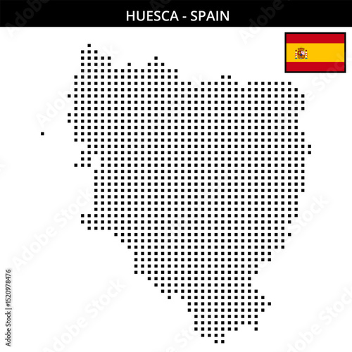 Medium square dotted map of huesca in Spain