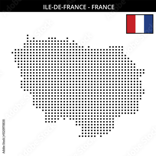 Medium square dotted map of ile-de-france in France