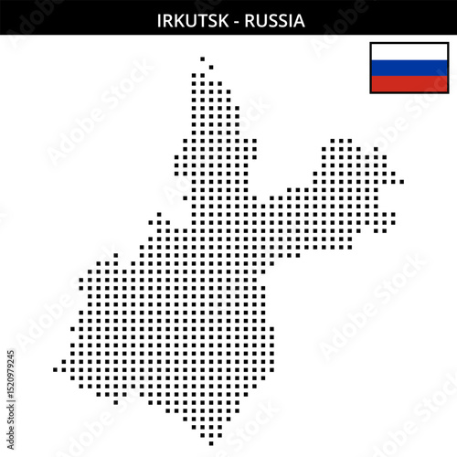 Medium square dotted map of Irkutsk in Russia
