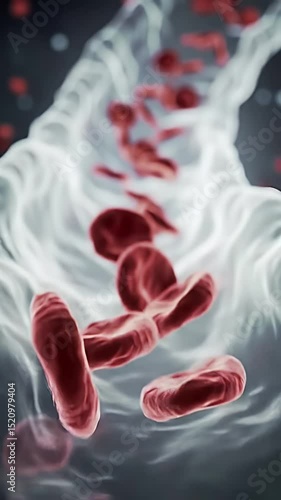 Red Blood Cells Flowing Inside Vessel for Education Content on Medical and Scientific Realms