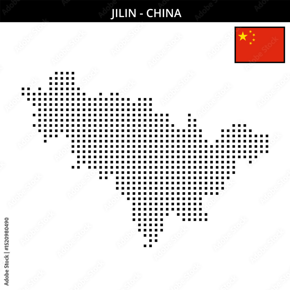 Obraz premium Medium square dotted map of Jilin in China