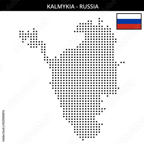 Medium square dotted map of kalmykia in Russia