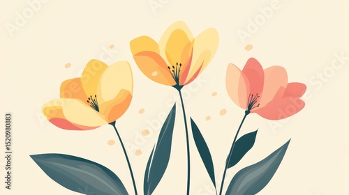 Wallpaper Mural minimalistic spring flowers illustration Torontodigital.ca