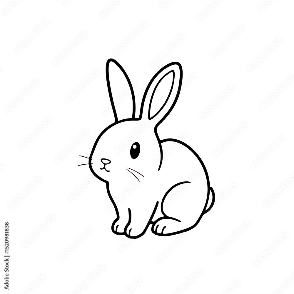 Fototapeta premium Simple Cute Rabbit Character Illustration art