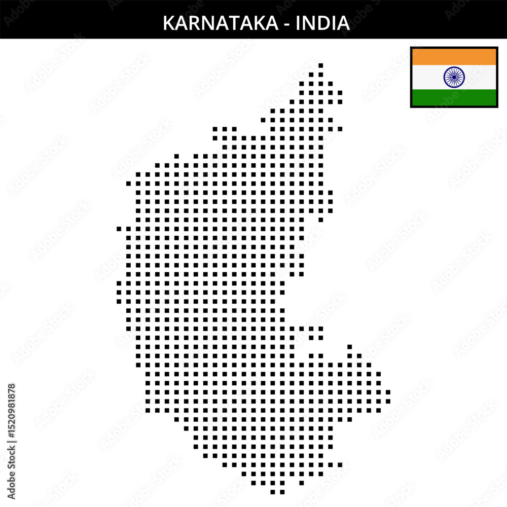 Fototapeta premium Medium square dotted map of karnataka in India