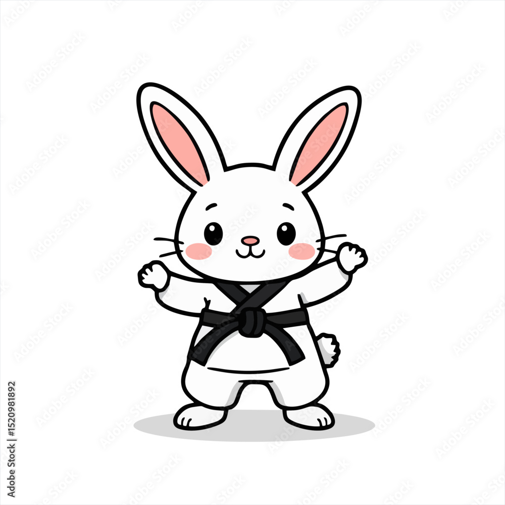 Illustration Art of Cute Karate Rabbit Character Illustration Art of Cute Karate Rabbit Character