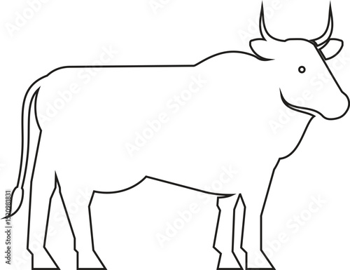 Qurbani cow vector line art illustration for Eid ul Adha sacrifice, livestock, and Islamic animal sacrifice content