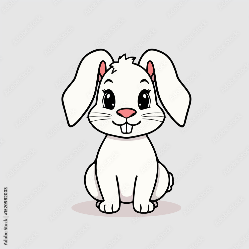 Fototapeta premium Cute Bunny Character With Floppy Ears, Adorable Rabbit Illustration
