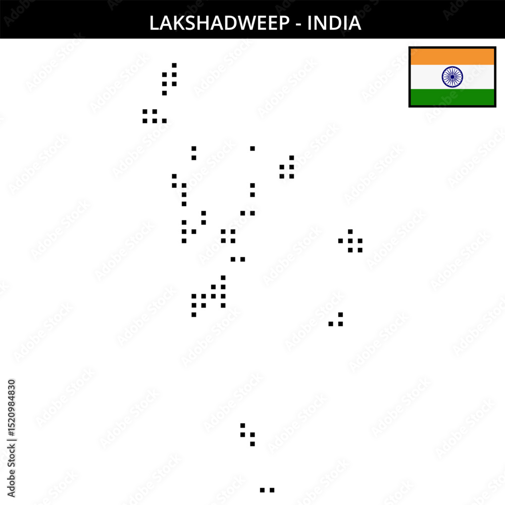 Obraz premium Medium square dotted map of lakshadweep in India