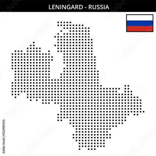 Medium square dotted map of Leningard in Russia