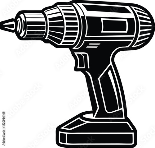 electric drill silhouette in bold vector style with grip and drill bit ideal for tools repair home improvement or power tool icons