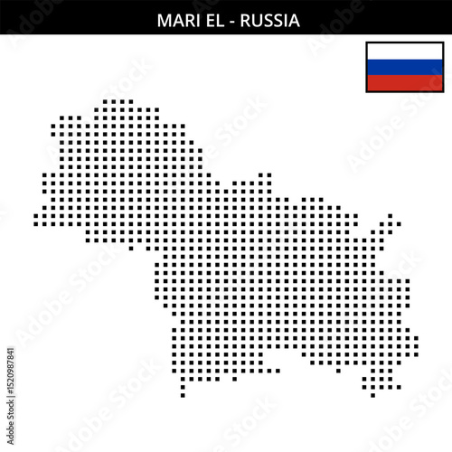 Medium square dotted map of Mari-El in Russia