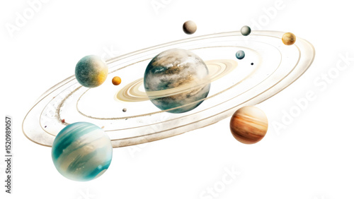 Galactic Solar System: Diverse Planets Orbiting in Cosmic Harmony

